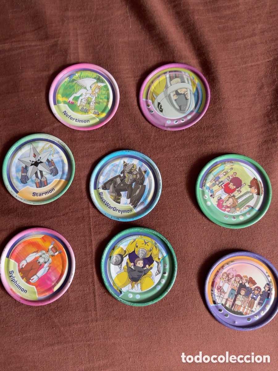 Coleccionismo: Lote 8 Tazos Digimon Rappers Magic Box 2001 &ndash; Met&aacute;licos