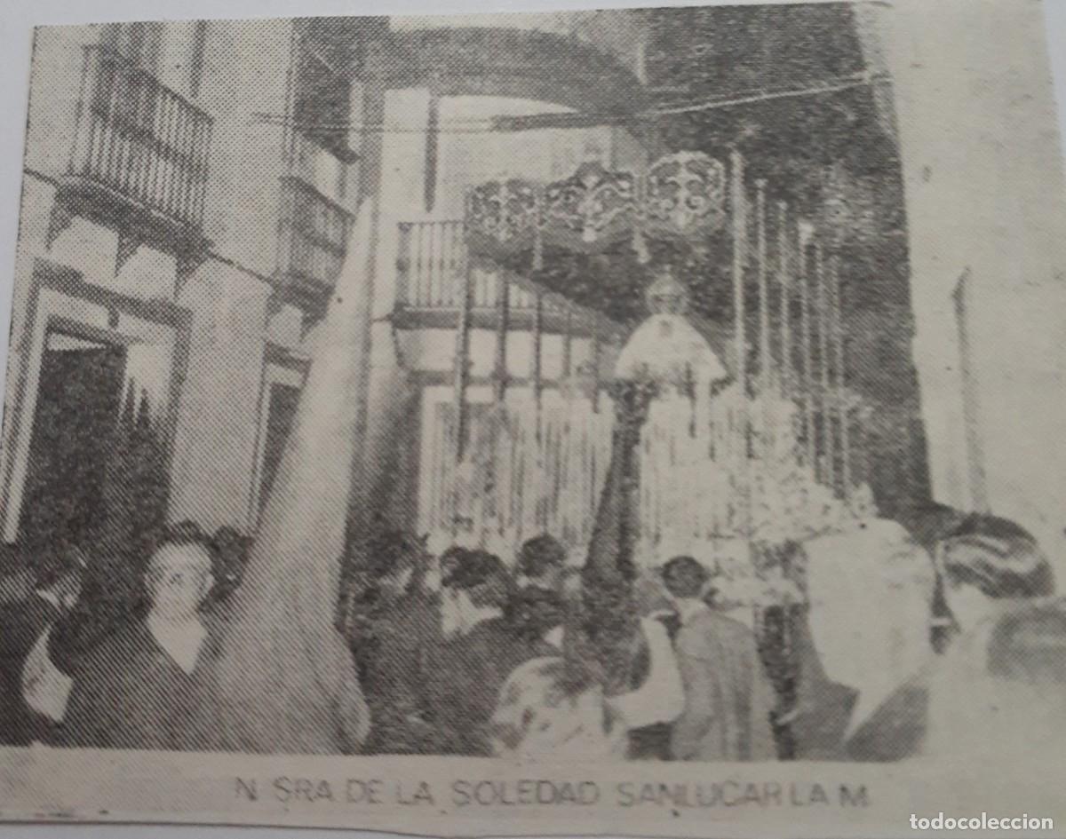 Coleccionismo: SEMANA SANTA SANLUCAR LA M, 1970,NTRA. SRA. DE LA SOLEDAD ,RETAL PUBLICACION, 6X5 CM. APROX.