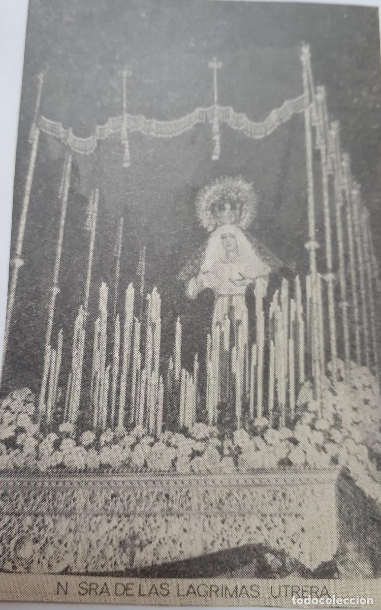 Coleccionismo: SEMANA SANTA UTRERA, 1970, NTRA. SRA. DE LAS L&Aacute;GRIMAS ,RETAL PUBLICACION, 6X10 CM. APROX.