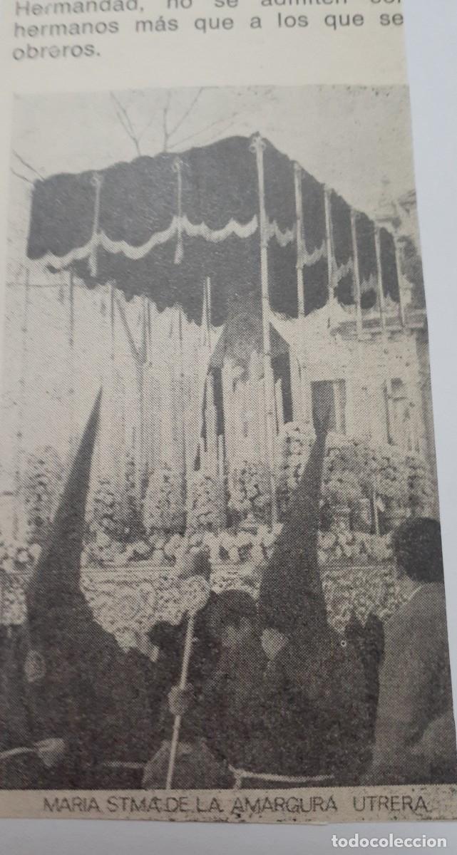 Coleccionismo: SEMANA SANTA UTRERA, 1970, MAR&Iacute;A STMA. DE LA AMARGURA ,RETAL PUBLICACION, 6X12 CM. APROX.