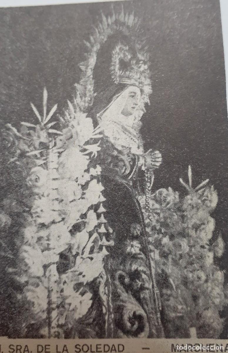Coleccionismo: SEMANA SANTA MARCHENA, 1970, NTRA. SRA. DE LA SOLEDAD, RETAL PUBLICACION, 6X9 CM. APROX.