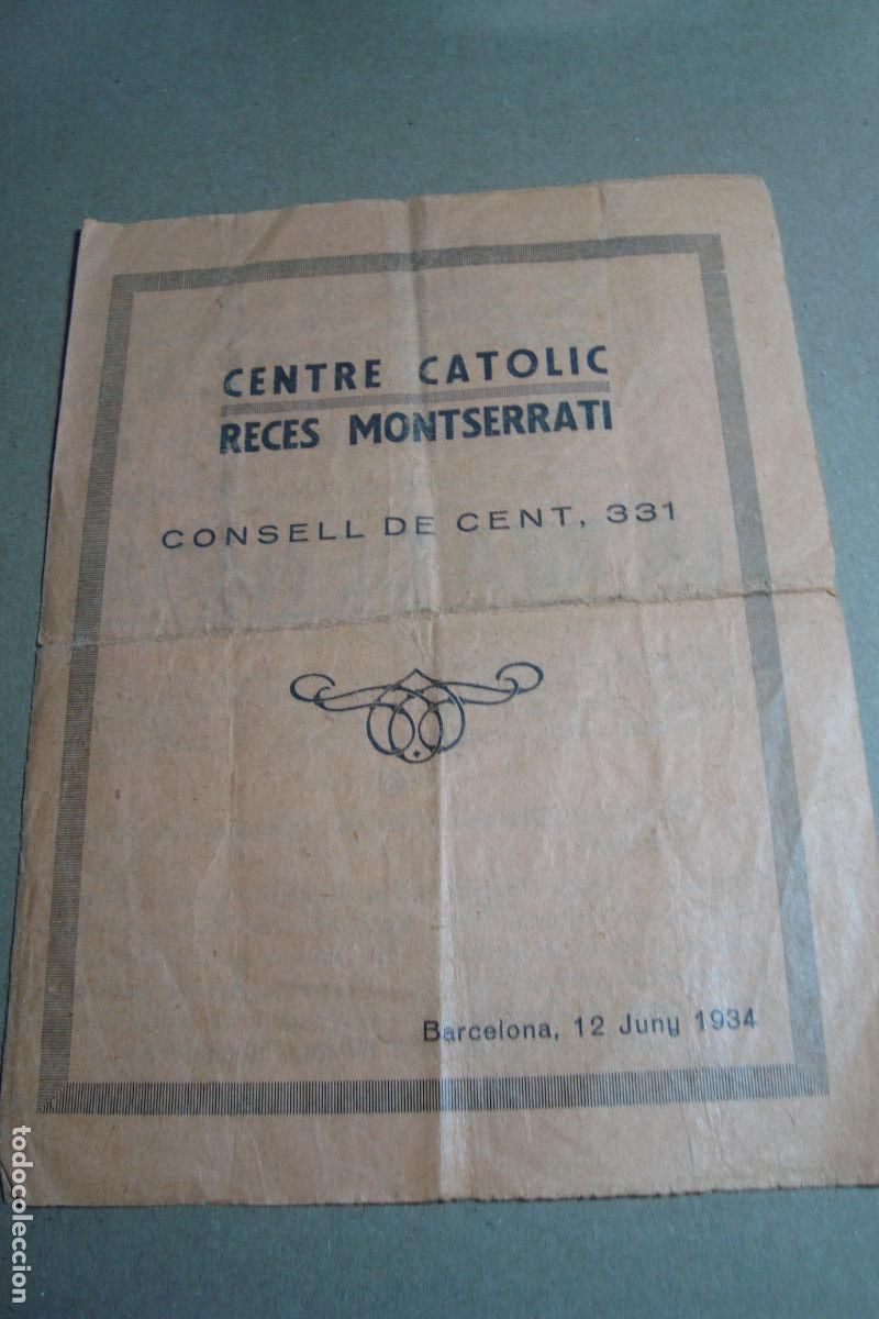 Coleccionismo: PROGRAMA CENTRE CATOLIC RECES MONTSERRATI BARCELONA 1931. TEATRO Y ORFEO