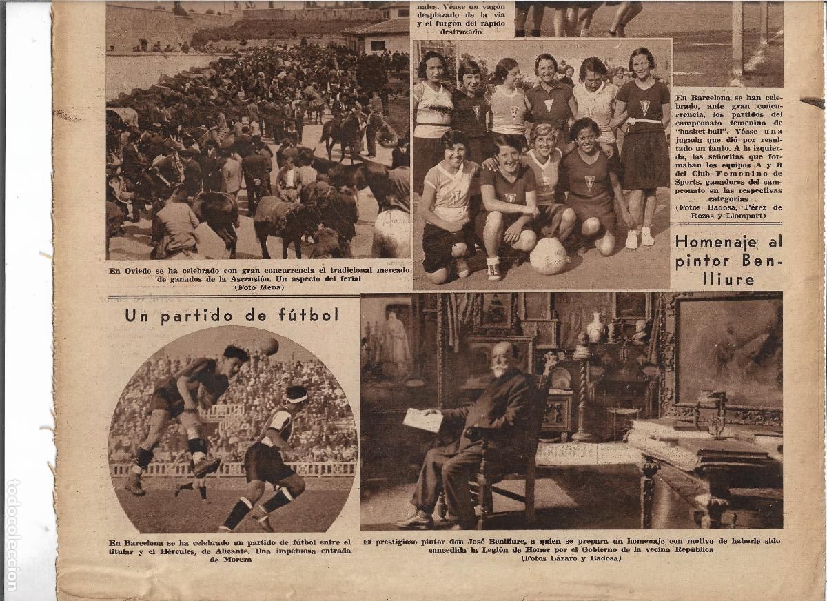 Coleccionismo: A&Ntilde;O 1933 RECORTE PRENSA HOMENAJE PINTOR JOSE BENLLIURE CONCESION LEGION DE HONOR REPUBLICA