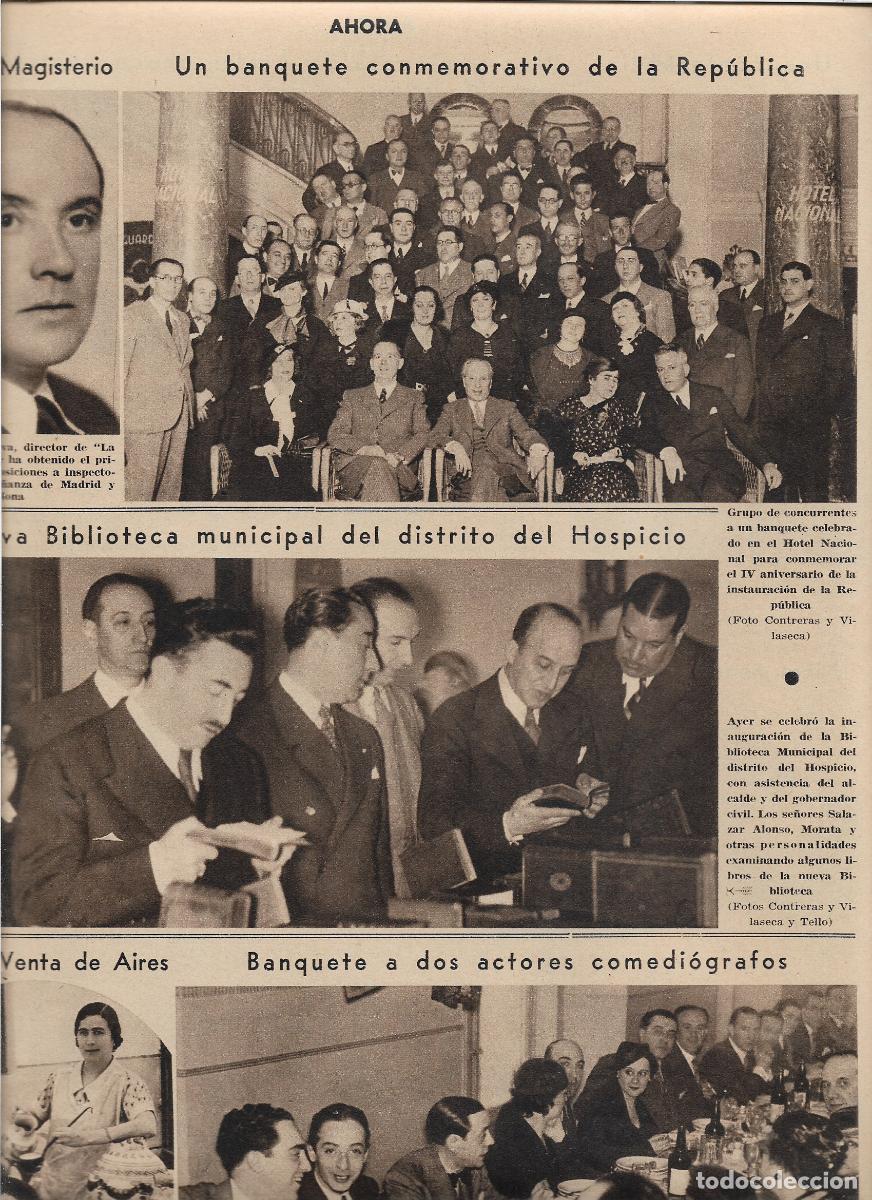 Coleccionismo: A&Ntilde;O 1933 RECORTE PRENSA INAUGURACION NUEVA BIBLIOTECA MUNICIPAL DEL DISTRITO DEL HOSPICIO MADRID