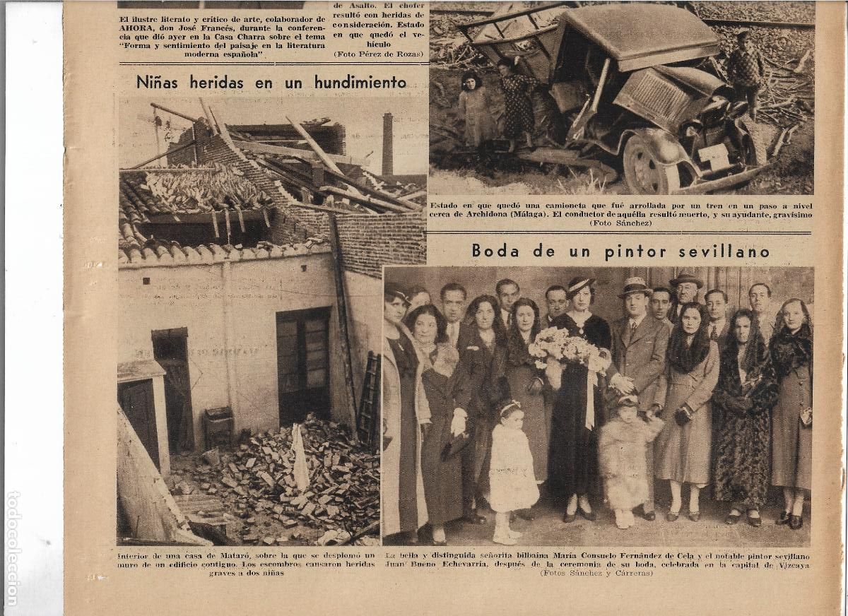 Coleccionismo: A&Ntilde;O 1933 RECORTE PRENSA BODA PINTOR SEVILLANO JUAN BUENO ECHEVARRIA Y CONSUELO FERNANDEZ DE CELA