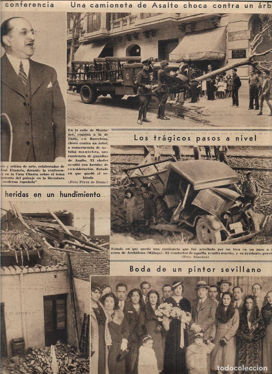 Coleccionismo: A&Ntilde;O 1933 RECORTE PRENSA CALLE MUNTANER BARCELONA CHOQUE CAMIONETA GUARDIAS DE ASALTO CONTRA UN ARBOL
