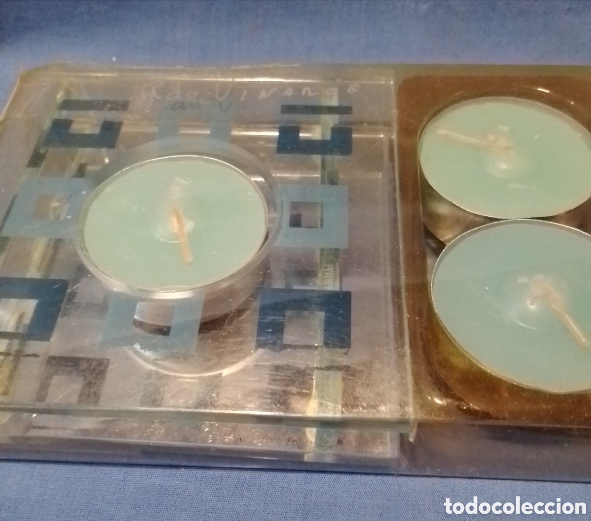 Coleccionismo: Portavelas de cristal decorado - Foto 2
