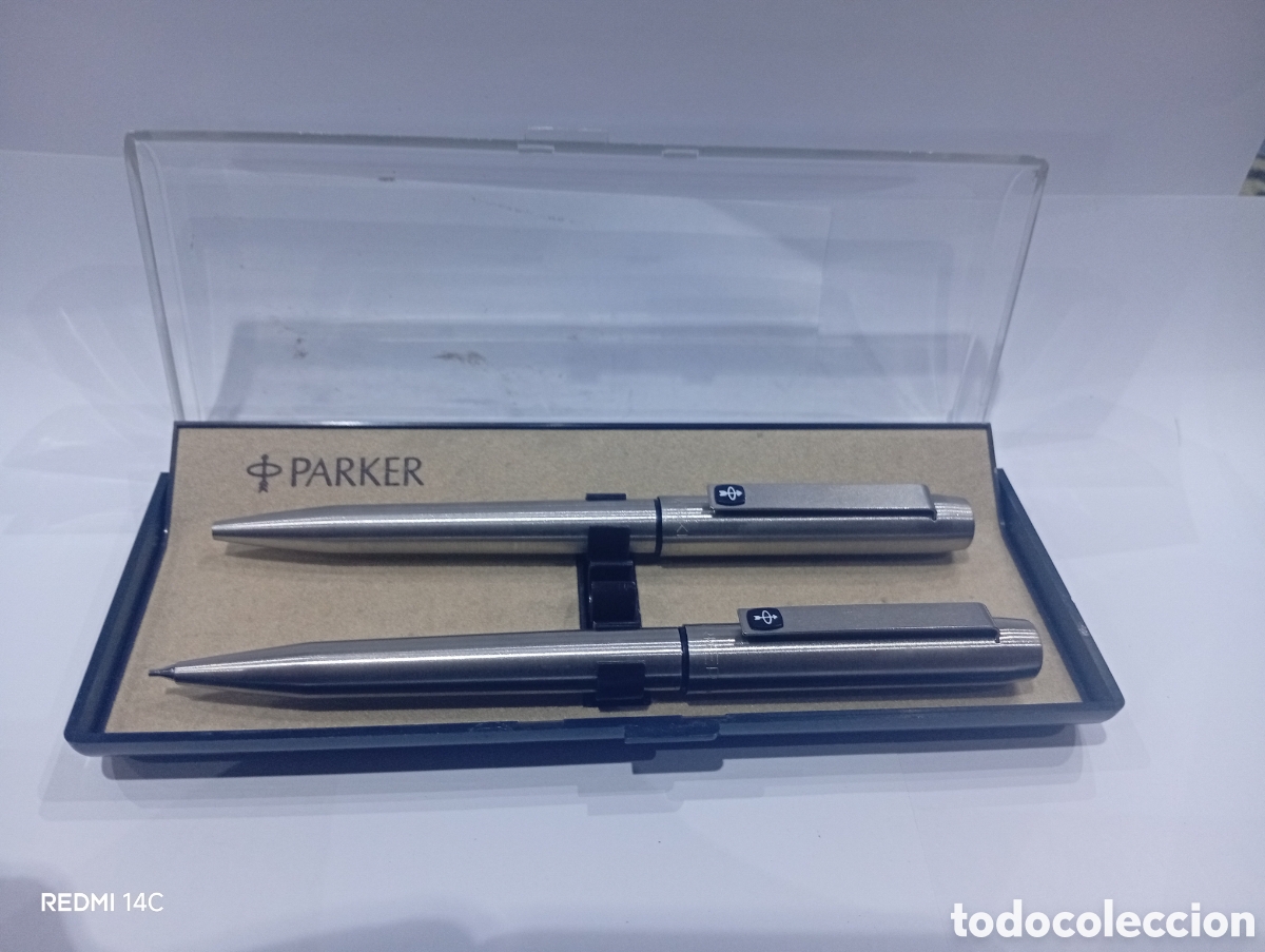Coleccionismo: PARKER 25 FLIGHTER &ndash; SET BOL&Iacute;GRAFO Y PORTAMINAS 0,5 mm &ndash; ACERO &ndash; ESTUCHE ORIGINAL