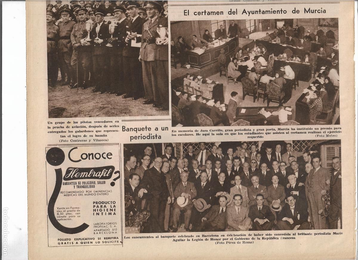Coleccionismo: A&Ntilde;O 1933 BARCELONA BANQUETE HOMENAJE PERIODISTA MARIO AGUILAR CONCESION LEGION HONOR REPUBLICA
