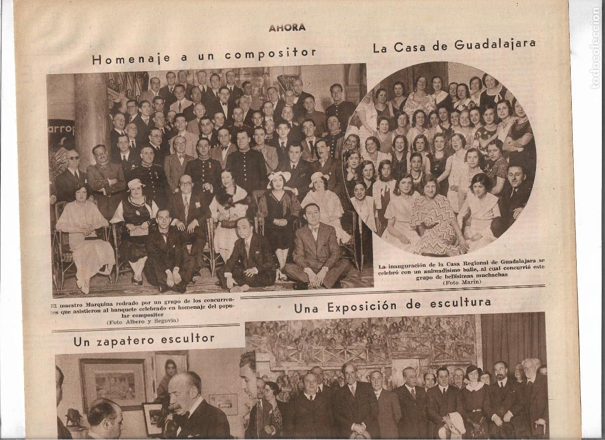 Coleccionismo: A&Ntilde;O 1933 RECORTE PRENSA INAUGURACION CASA REGIONAL DE GUADALAJARA ASISTENCIA BELLAS SE&Ntilde;ORITAS BAILE