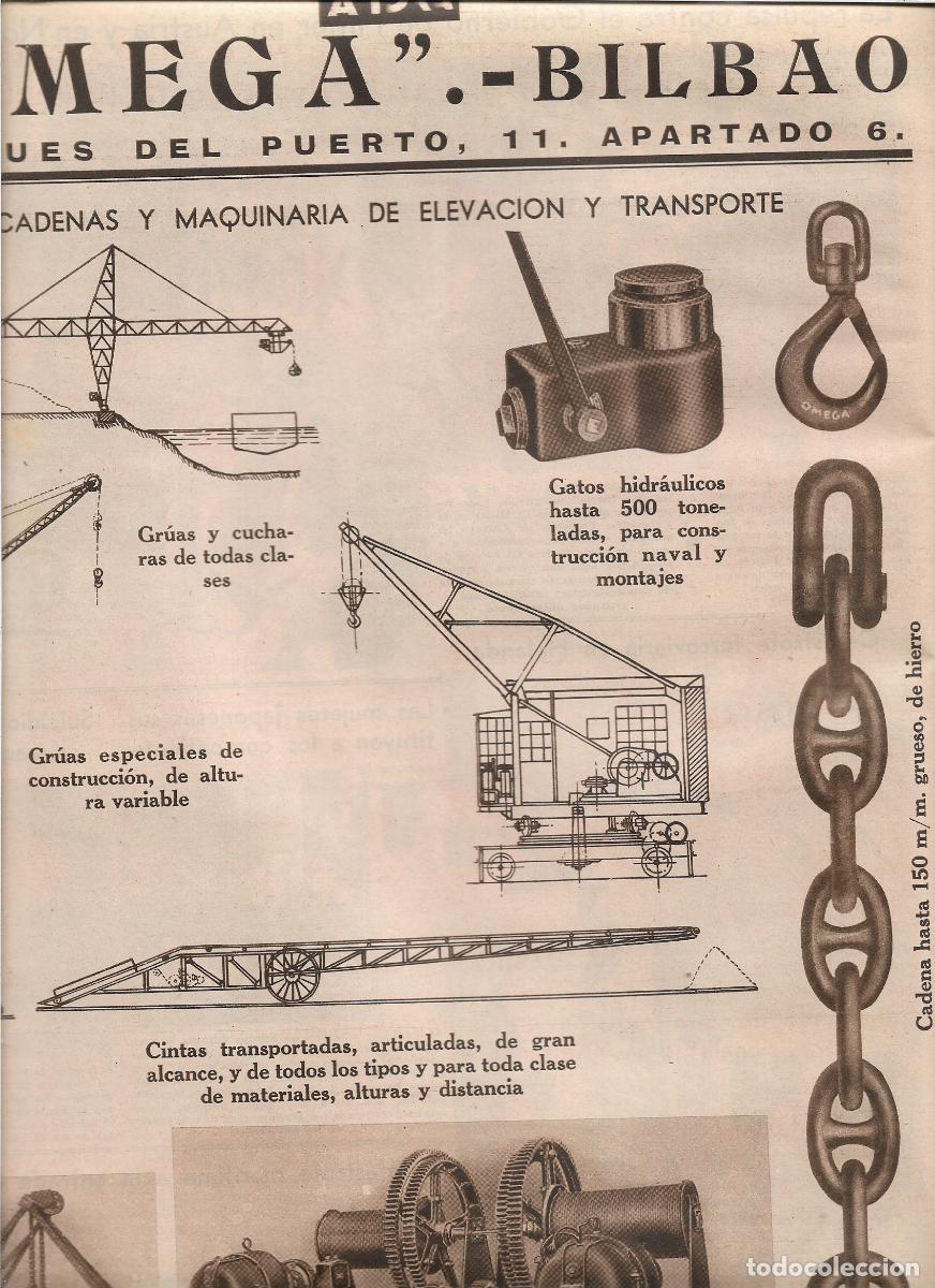 Coleccionismo: A&Ntilde;O 1933 RECORTE PRENSA PUBLICIDAD OMEGA BILBAO CADENAS MAQUINARIA ELEVACION TRANSPORTE