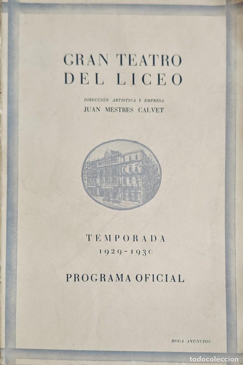 Coleccionismo: Programa Oficial Gran Teatro del Liceo - Temporada 1929-1930