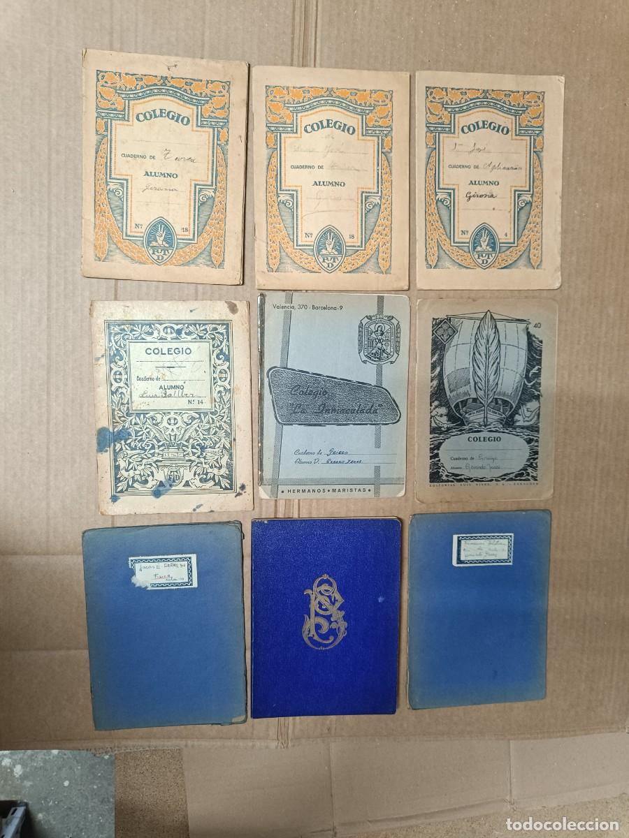 Coleccionismo: LOTE DE 9 ANTIGUOS CUADERNOS ESCOLARES ESCRITOS, A&Ntilde;OS 20 30 40 Y 50, CON DIBUJOS -P30