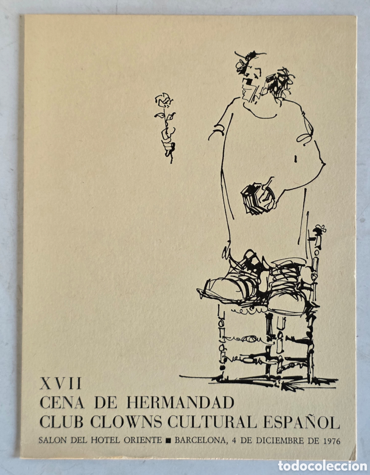 Collectionnisme: Carta Men&uacute; XVII Cena Hermandad Club Clowns Cultural Espa&ntilde;ol 1976 Rivel Trofeo 80 A&ntilde;os Payasos Circo