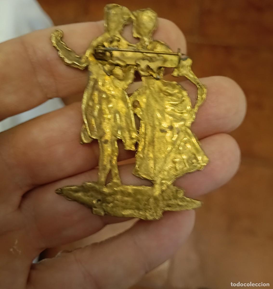 Coleccionismo: Insignia de aguja trasera pareja de la &eacute;poca - Foto 2