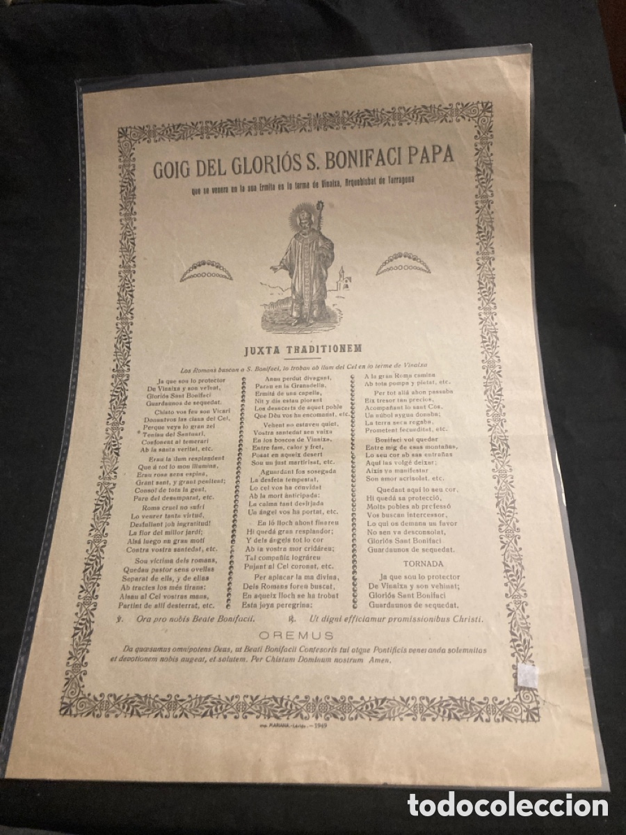 Coleccionismo: Goigs Papa Bonifaci 1949 - Foto 1