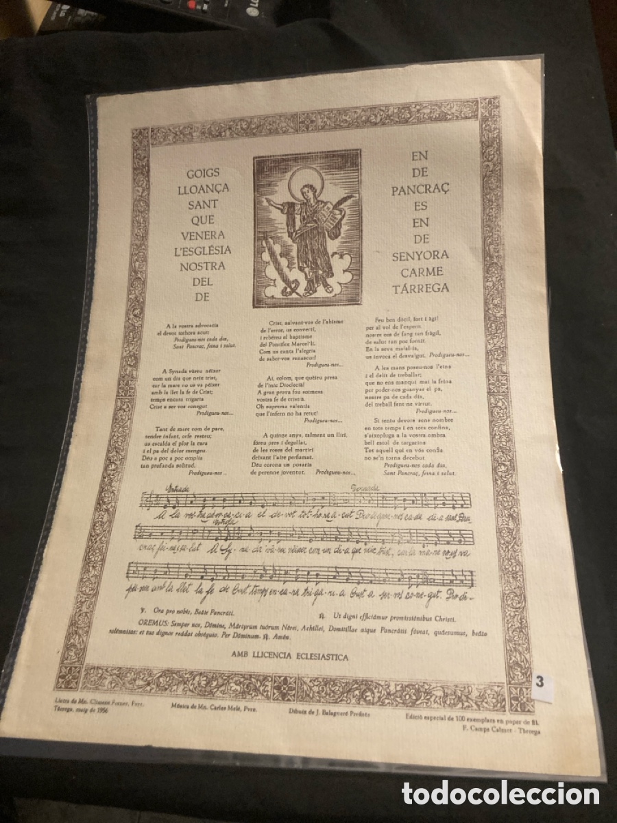 Coleccionismo: Goigs lloan&ccedil;a Sant Pancra&ccedil; 1956 ed limitada