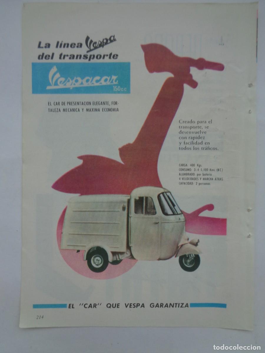 Coleccionismo: HOJA DE REVISTA CON ANUNCIO DEL MOTOCARRO DE VESPA , EL VESPACAR . A&Ntilde;OS 60