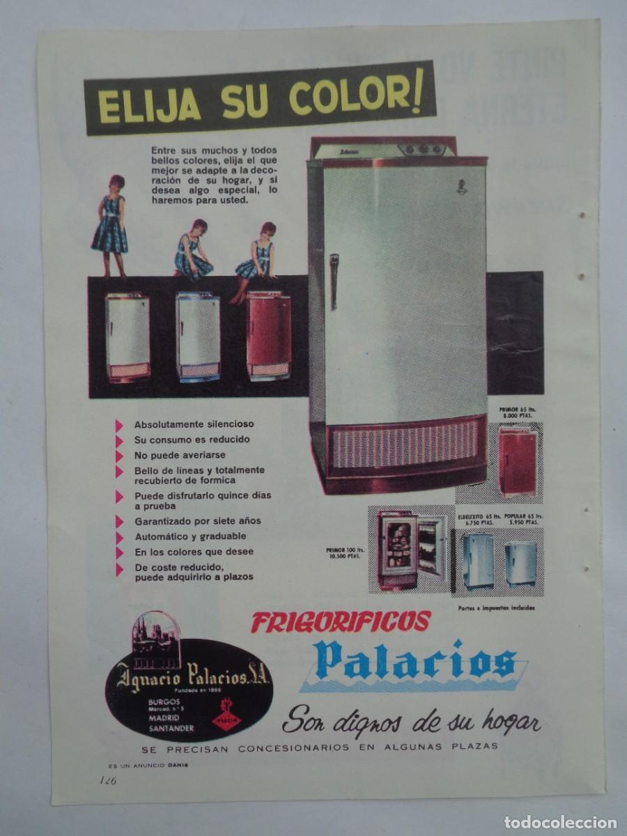 Colecionismo: HOJA DE REVISTA CON ANUNCIO DE FRIGORIFICOS PALACIOS . A&Ntilde;OS 60