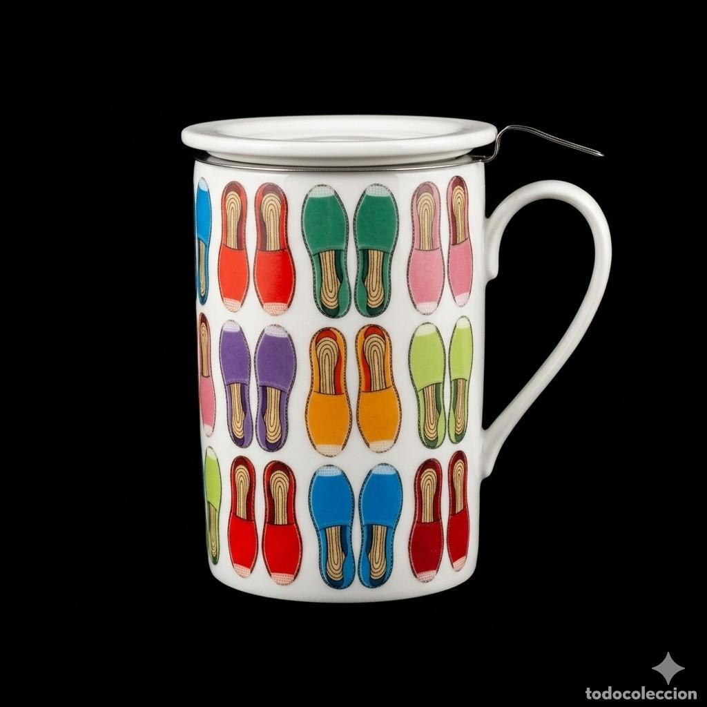 Coleccionismo: TAZA TISANA PORCELANA CON FILTRO METALICO - ESPARDENYES
