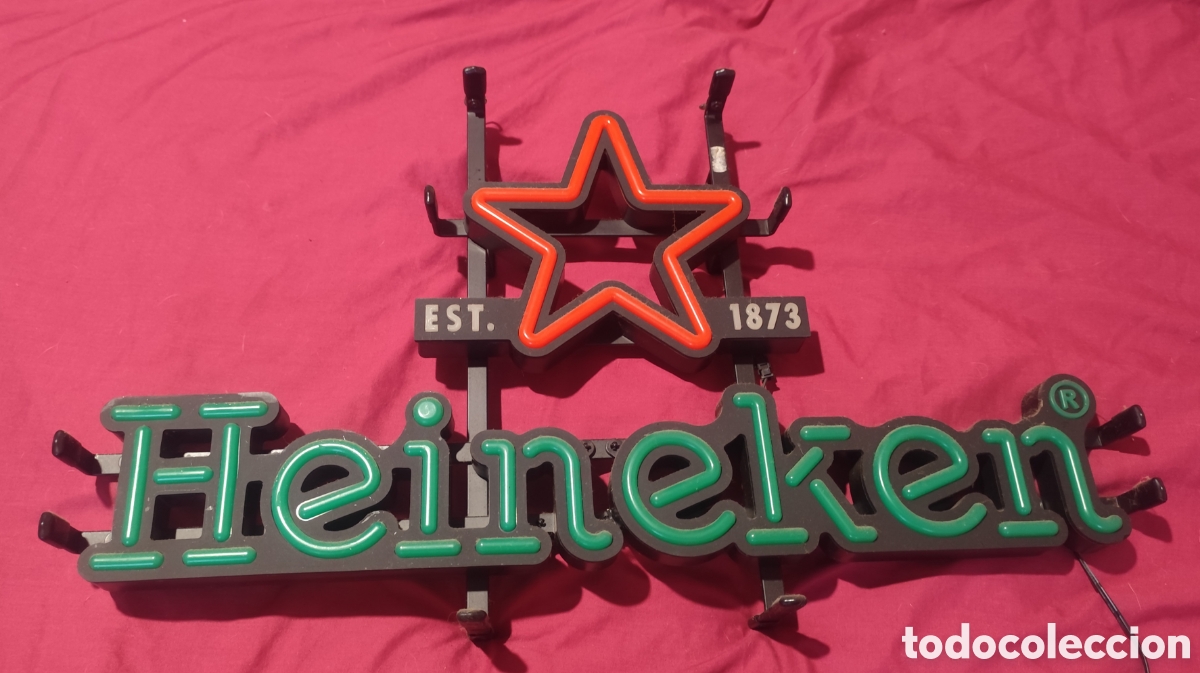 Coleccionismo: Cartel Luminoso LED Estilo Ne&oacute;n Heineken - Estrella Roja y Letras Verdes - Funcionando