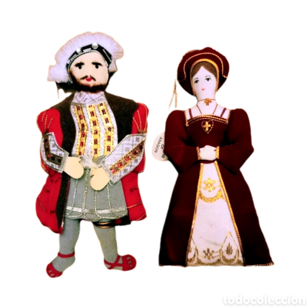 Coleccionismo: Dos Mu&ntilde;ecas de trapo Enrique VIII y Catalina de Arag&oacute;n - Past Time, UK