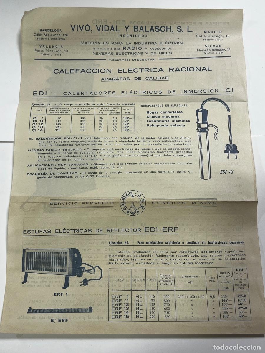 Coleccionismo: LISTA DE PRECIOS. VIVO, VIDAL Y BALASCH, S.L. INGENIEROS.