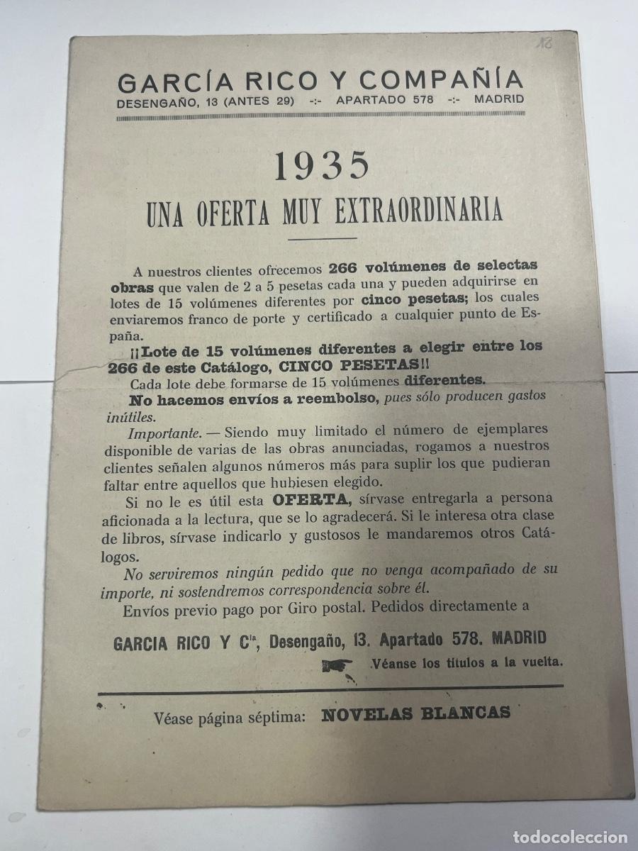 Coleccionismo: LISTA DE PRECIOS. GARCIA RICO Y COMPA&Ntilde;&Iacute;A. MADRID, 1935.