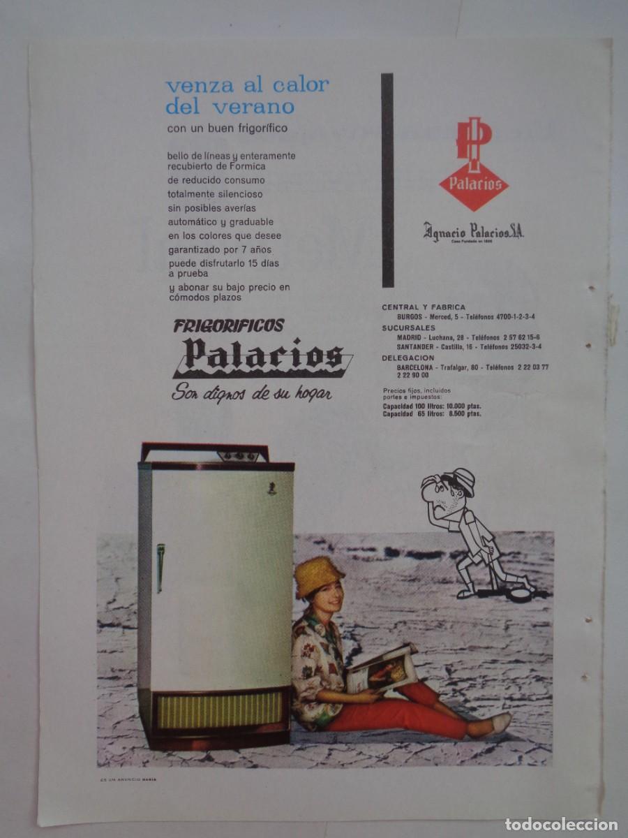 Colecionismo: HOJA DE REVISTA CON ANUNCIO DE FRIGORIFICOS PALACIOS . A&Ntilde;OS 60