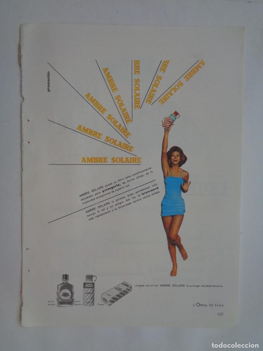 Colecionismo: HOJA DE REVISTA CON ANUNCIO DE CREMA SOLAR AMBRE SOLAIRE . A&Ntilde;OS 60