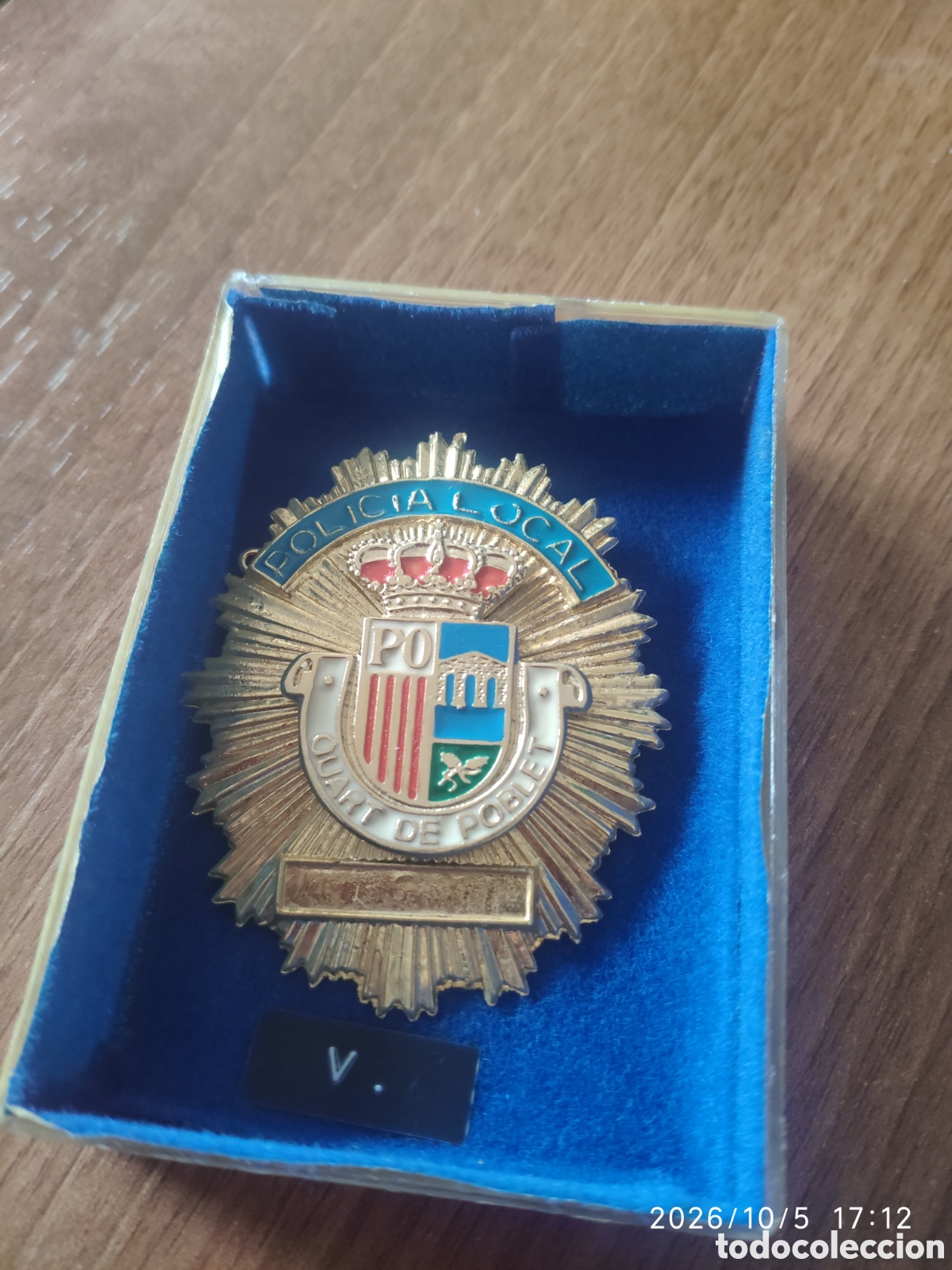Coleccionismo: Insignia placa Polic&iacute;a local Quart de Poblet Valencia