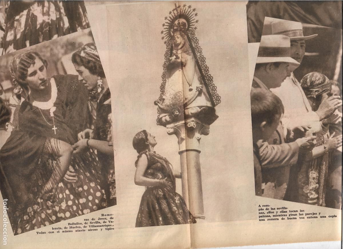 Coleccionismo: A&Ntilde;O 1933 RECORTE PRENSA ROMERIA EL ROCIO ALMONTE VIRGEN ROMEROS CANTE CARRETAS TRAJES TIPICOS