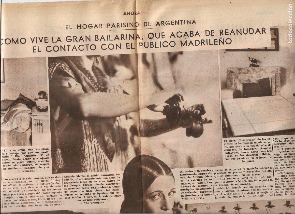 Coleccionismo: A&Ntilde;O 1933 BAILARINA ANTONIA MERCE LA ARGENTINITA COMO VIVE EN PARIS VESTIDOS ZAPATOS CASTA&Ntilde;UELAS