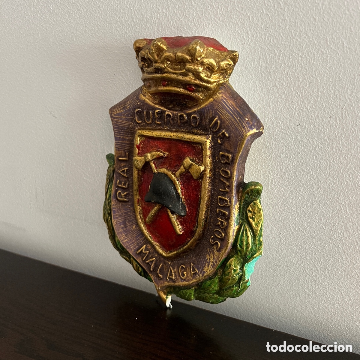 Coleccionismo: Metopa artesanal bomberos M&aacute;laga - Foto 3