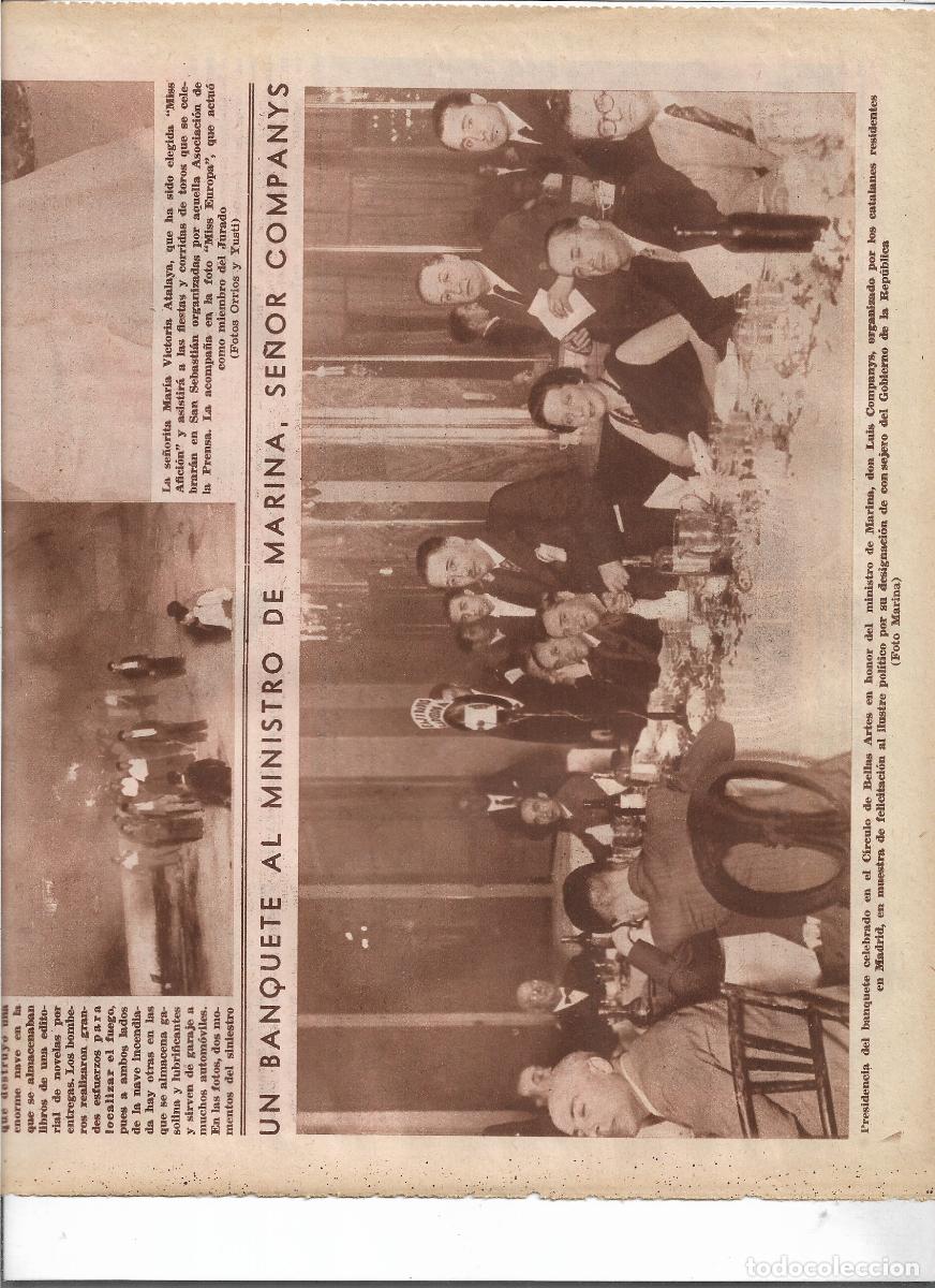 Coleccionismo: A&Ntilde;O 1933 RECORTE PRENSA MADRID BANQUETE HOMENAJE A LLUIS COMPANYS MINISTRO DE MARINA