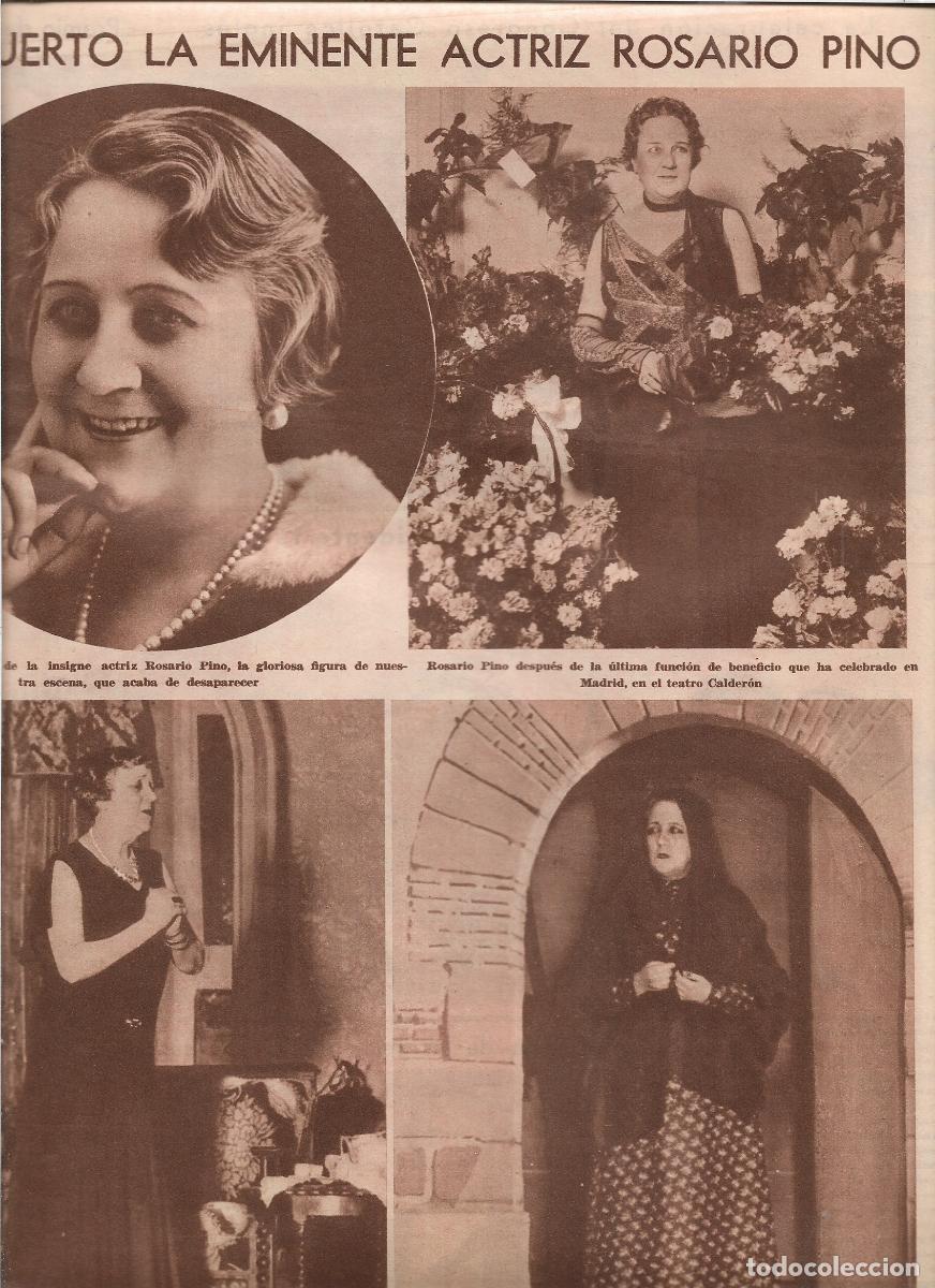 Coleccionismo: A&Ntilde;O 1933 NOTICIA MUERTE ACTRIZ ROSARIO PINO PERSONAJES ULTIMA FUNCION BENEFICIO TEATRO CALDERON