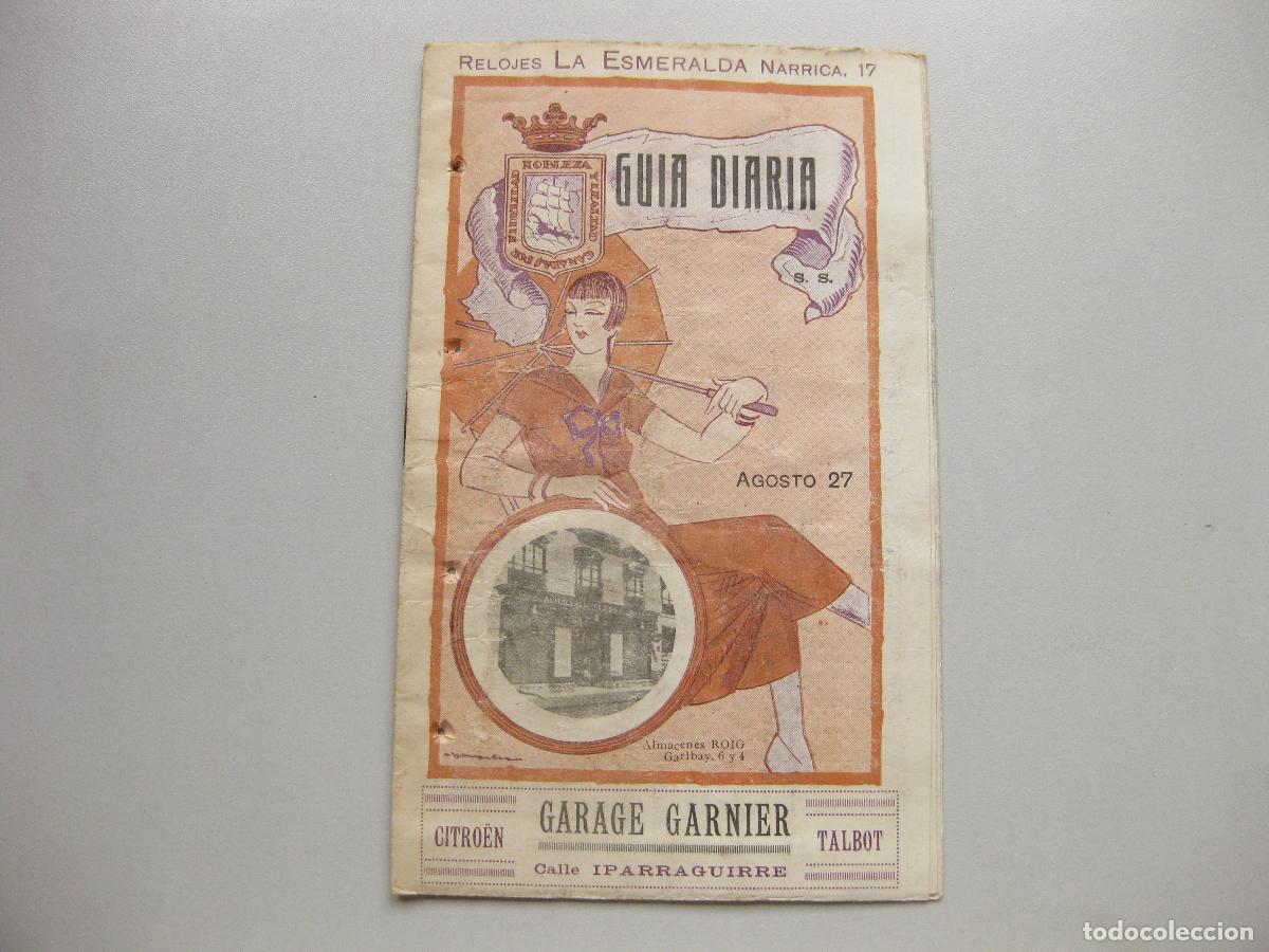 Coleccionismo: GUIA DIARIA DEL 27 DE AGOSTO DE SAN SEBASTIAN CON PUBLICIDAD. 1926