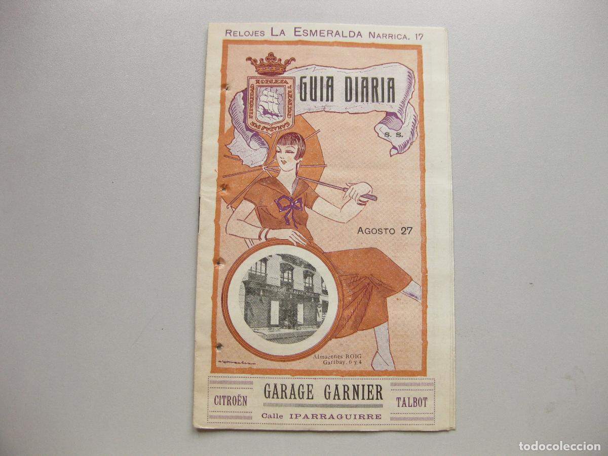 Coleccionismo: GUIA DIARIA DEL 27 DE AGOSTO DE SAN SEBASTIAN CON PUBLICIDAD. 1926