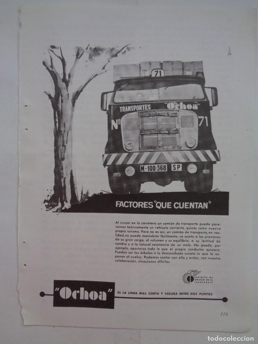 Collecting paper: HOJA DE REVISTA CON ANUNCIO DE TRANSPORTES OCHOA . A&Ntilde;OS 60