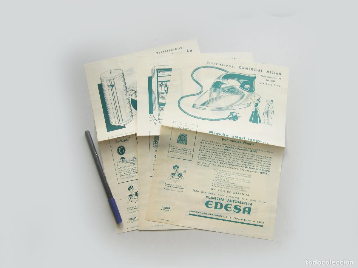 Coleccionismo: 4 HOJAS PUBLICITARIAS DE COMERCIAL MILLAN. ELECTRODOM&Eacute;STICOS EDESA. BILBAO A&Ntilde;OS 50.