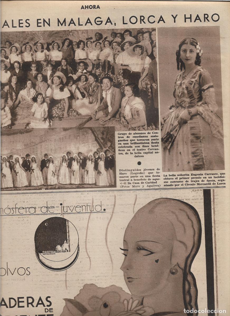 Coleccionismo: A&Ntilde;O 1933 RECORTE PRENSA EUGENIA CARRASCO GANADORA CONCURSO TRAJES DE EPOCA LORCA CIRCULO MERCANTIL