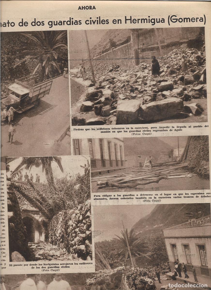 Coleccionismo: A&Ntilde;O 1933 RECORTE PRENSA HERMIGUA LA GOMERA ASESINATO DOS GUARDIAS CIVILES HUELGUISTAS