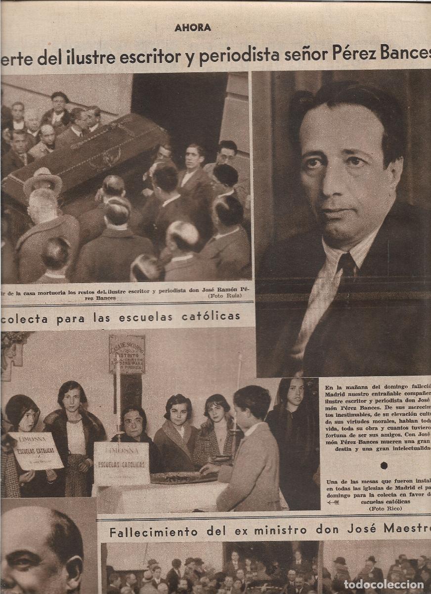 Coleccionismo: A&Ntilde;O 1933 RECORTE PRENSA MUERTE ENTIERRO PERIODISTA ESCRITOR JOSE RAMON PEREZ BANCES