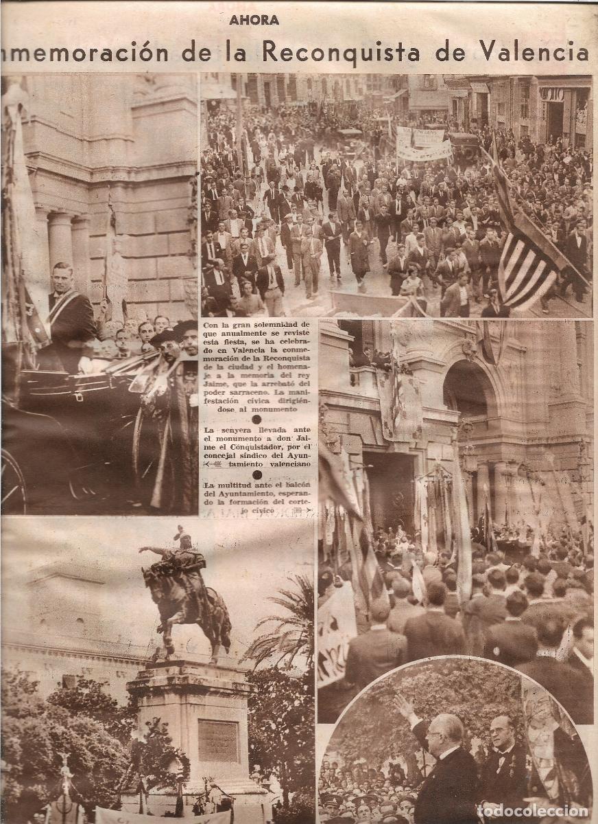 Coleccionismo: A&Ntilde;O 1933 RECORTE PRENSA FIESTA CONMEMORACION DE LA RECONQUISTA DE VALENCIA HOMENAJE REY JAIME