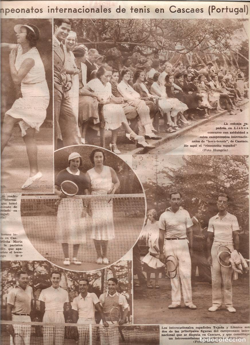 Coleccionismo: A&Ntilde;O 1933 RECORTE PRENSA CAMPEONATO INTERNACIONAL DE TENIS EN CASCAES PORTUGAL TENIS FEMENINO