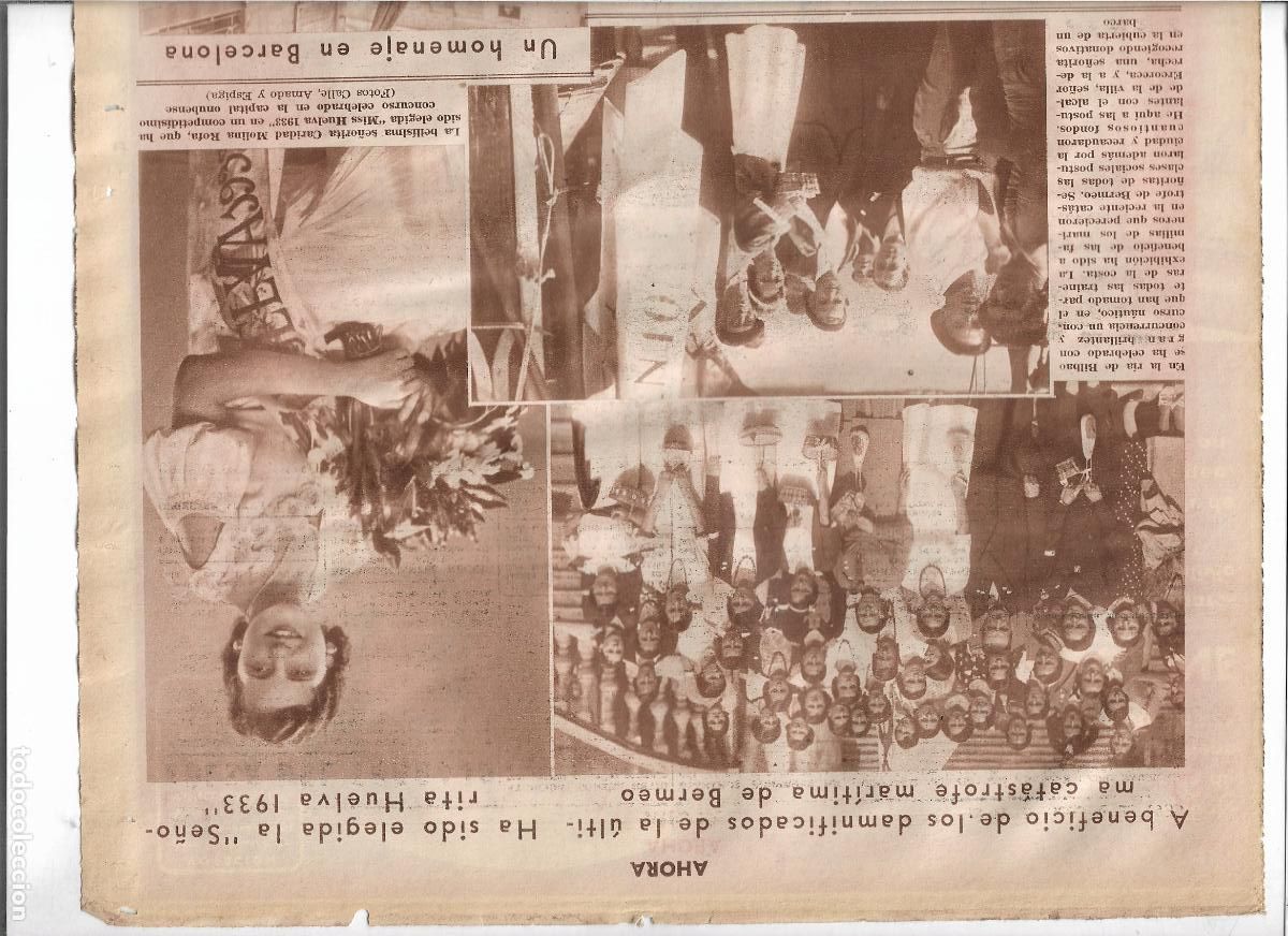 Coleccionismo: A&Ntilde;O 1933 RECORTE PRENSA CARIDAD MOLINA ROFA ELEGIDA MISS HUELVA