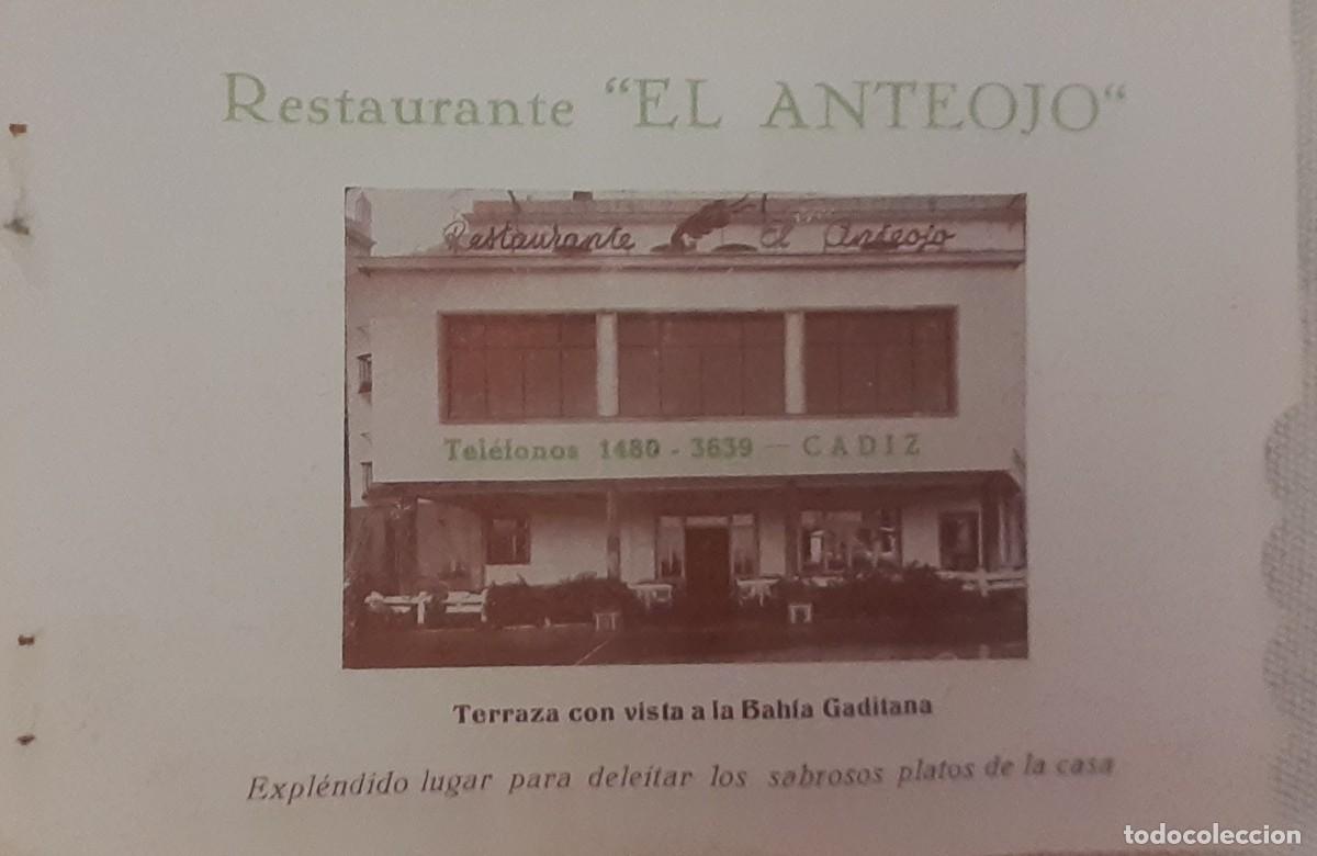Coleccionismo: C&Aacute;DIZ, RETAURANTE &rdquo;EL ANTEOJO&rdquo;, RETAL DE PUBLICIDAD, 17X11,5 CM.
