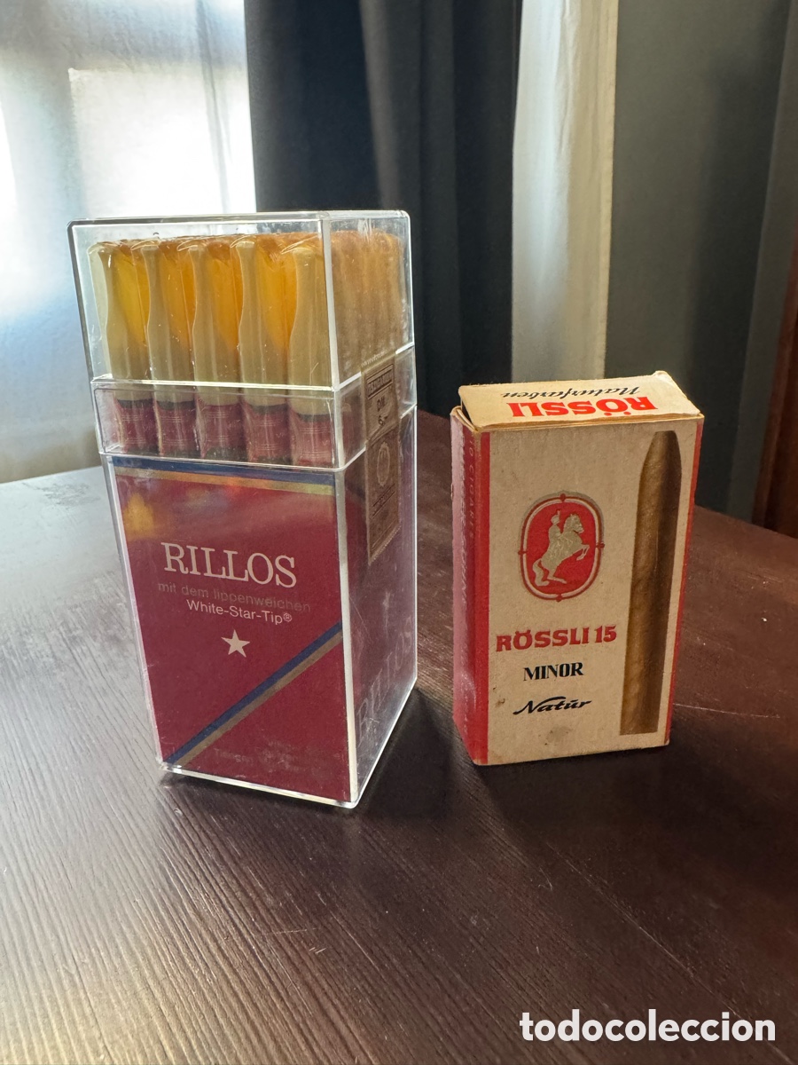 Coleccionismo: Lote 2 cajas vintage a&ntilde;os 70 RILLOS + R&Ouml;SSLI 15 - Puritos suizos y alemanes - Colecci&oacute;n