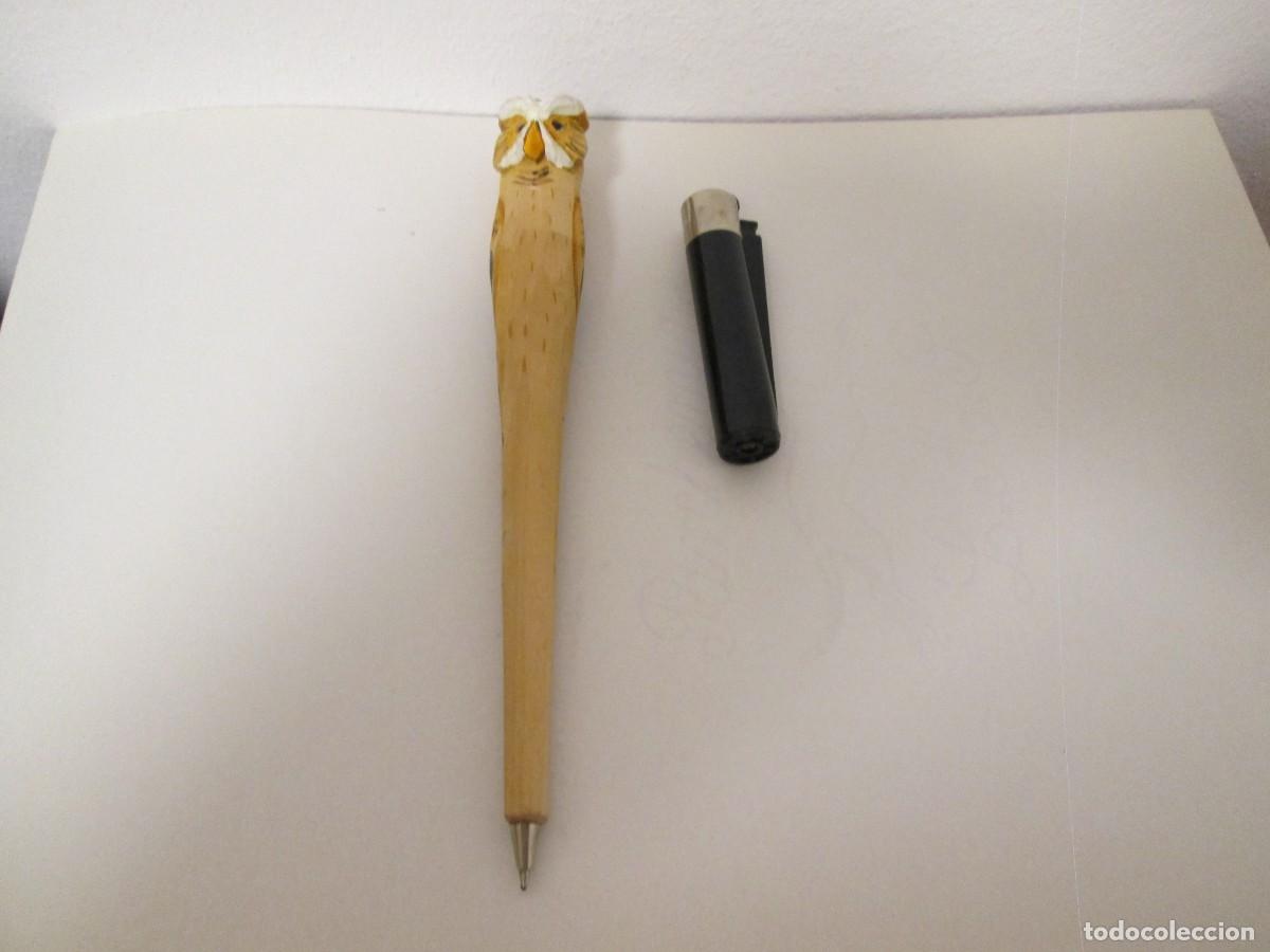 Coleccionismo: BUHO DE MADERA TALLADA BOLIGRAFO