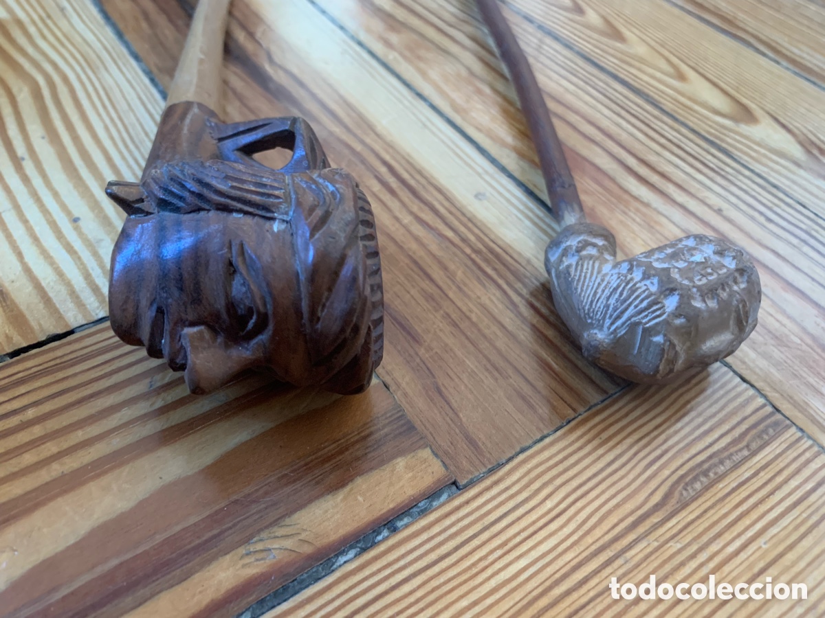 Coleccionismo: Tres pipas en madera tallada - Foto 2